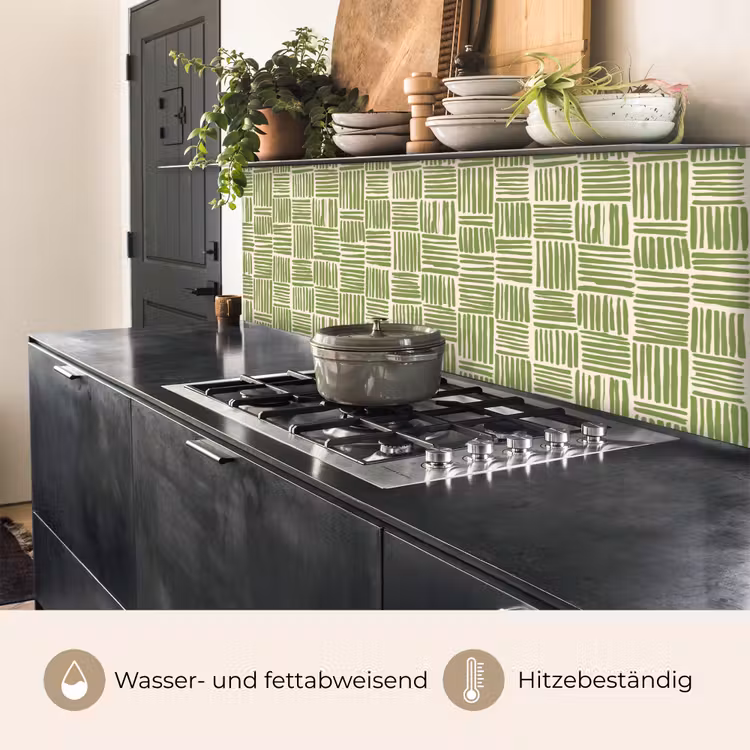 Küchenrückwand - Salbeigrün – Blöcke – Handgezeichnet – Muster — 5