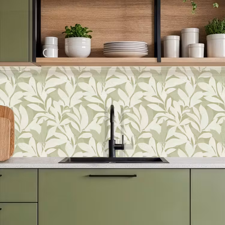 Küchenrückwand - Salbeigrün – Botanisch – Minimalistisch – Muster — 8