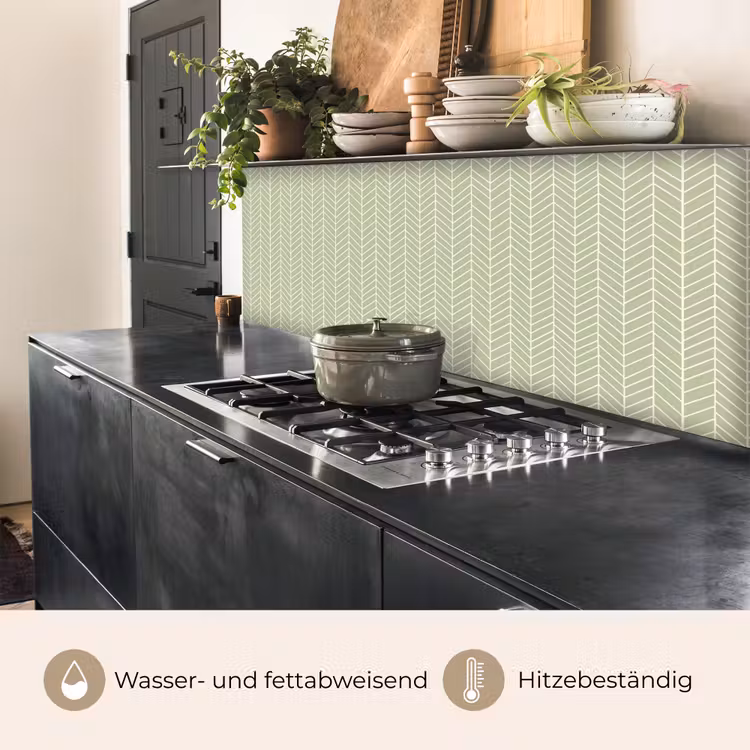Küchenrückwand - Salbeigrün – Fischgrät – Geometrisch – Muster — 5