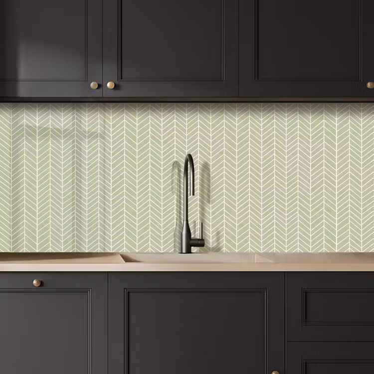 Küchenrückwand - Salbeigrün – Fischgrät – Geometrisch – Muster — 6