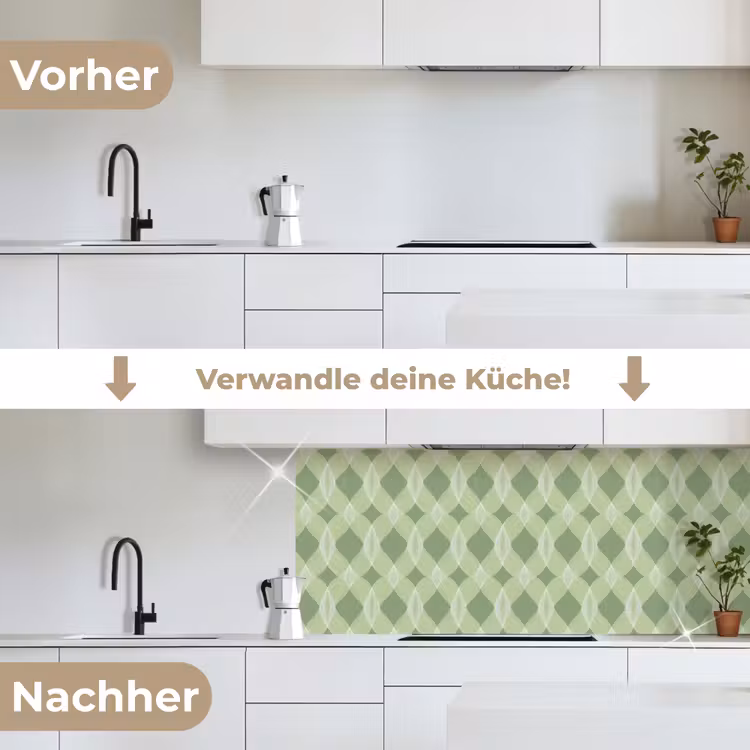 Küchenrückwand - Salbeigrün – Geometrisch – Organisch – Gitterwerk – Muster — 3