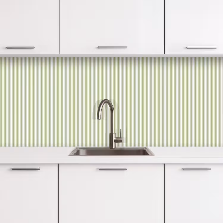 Küchenrückwand - Salbeigrün – Streifen – Minimalistisch – Muster — 4