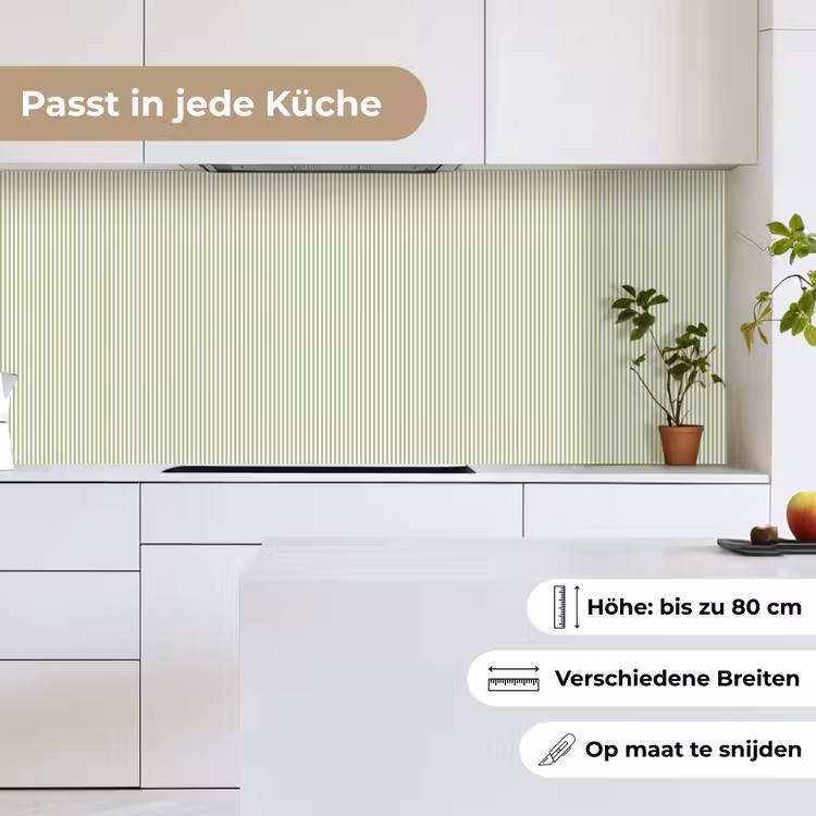 Küchenrückwand - Salbeigrün – Streifen – Minimalistisch – Muster — 7