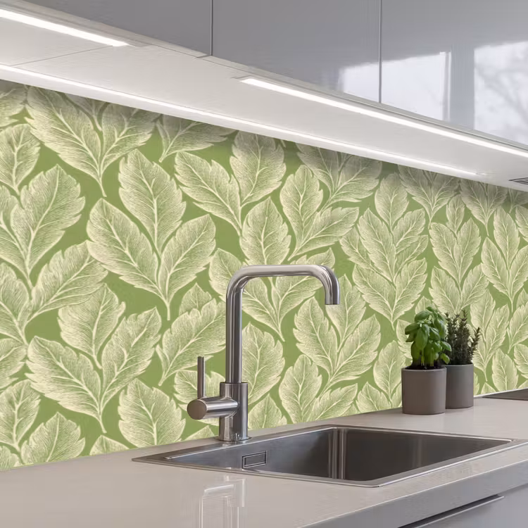 Küchenrückwand - Grün – Botanisch – Blätter – Vintage – Muster — 2