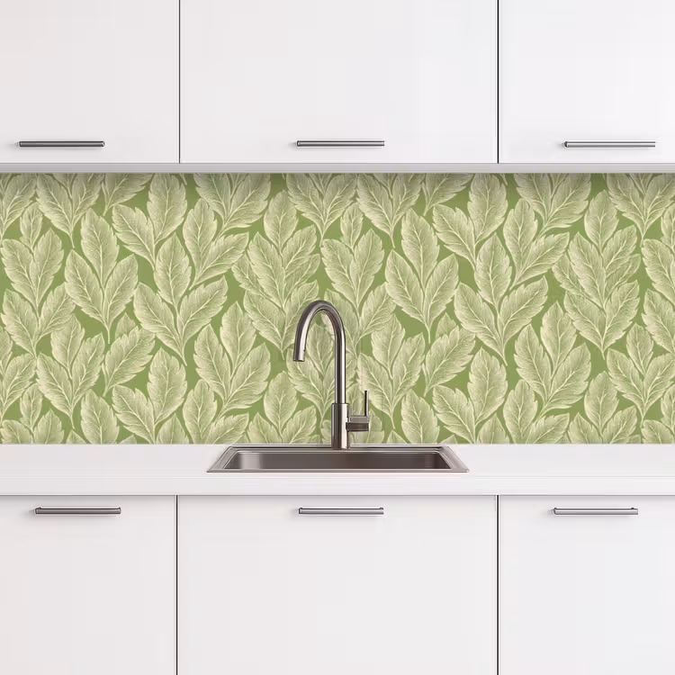 Küchenrückwand - Grün – Botanisch – Blätter – Vintage – Muster — 4