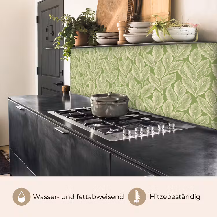 Küchenrückwand - Grün – Botanisch – Blätter – Vintage – Muster — 5