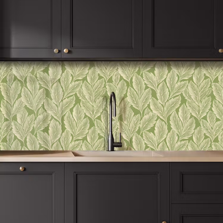 Küchenrückwand - Grün – Botanisch – Blätter – Vintage – Muster — 6