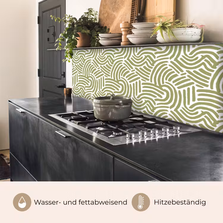 Küchenrückwand - Salbeigrün – Abstrakt – Bögen – Handgezeichnet – Muster — 5