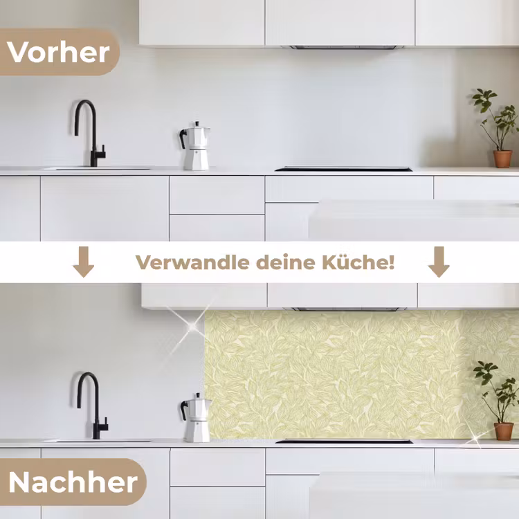 Küchenrückwand - Salbeigrün – Botanisch – Blätter – Handgezeichnet – Muster — 3