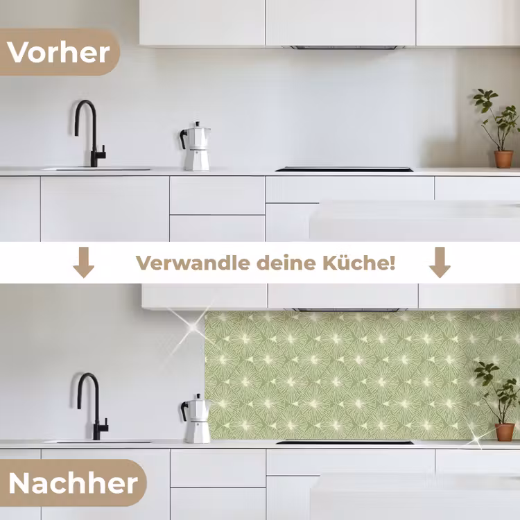 Küchenrückwand - Salbeigrün – Botanisch – Rauten – Organisch – Muster — 3