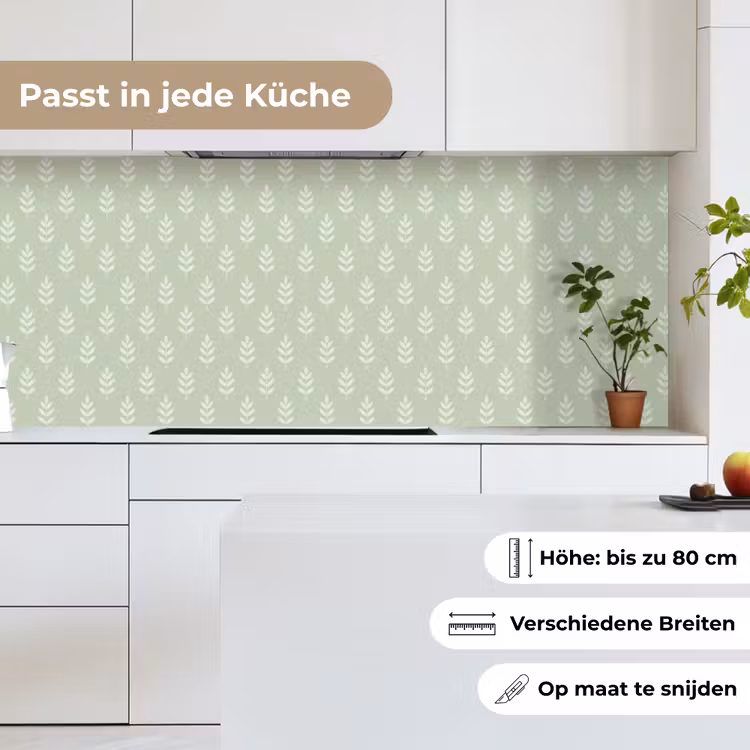 Küchenrückwand - Salbeigrün – Botanisch – Zweige – Minimalistisch – Muster — 7