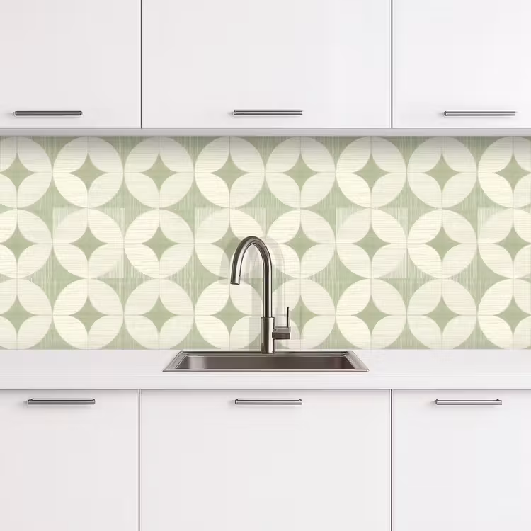 Küchenrückwand - Salbeigrün – Geometrisch – Retro – Mid-Century – Muster — 4