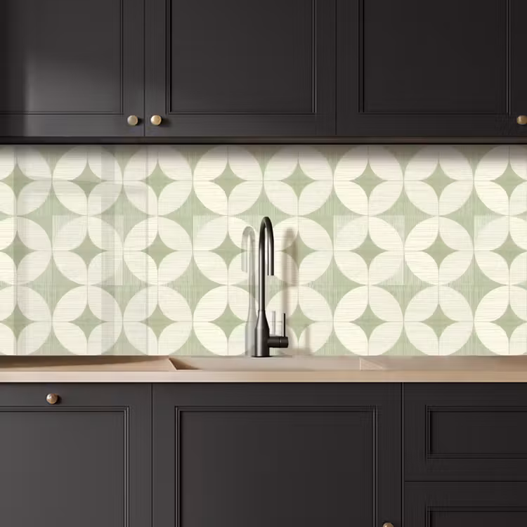 Küchenrückwand - Salbeigrün – Geometrisch – Retro – Mid-Century – Muster — 6