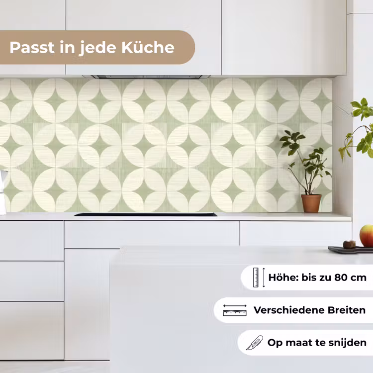 Küchenrückwand - Salbeigrün – Geometrisch – Retro – Mid-Century – Muster — 7