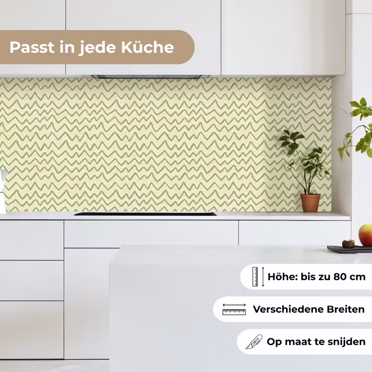 Küchenrückwand - Salbeigrün – Zickzack – Handgezeichnet – Muster — 7