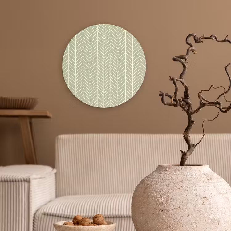 Forexbild Rund - Salbeigrün – Fischgrät – Geometrisch – Muster — 2
