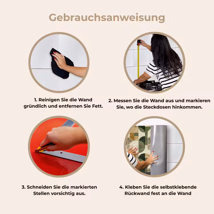 Küchenrückwand - Olivgrün – Geometrisch – Abstrakt – Mid-Century – Leinen – Muster — 9