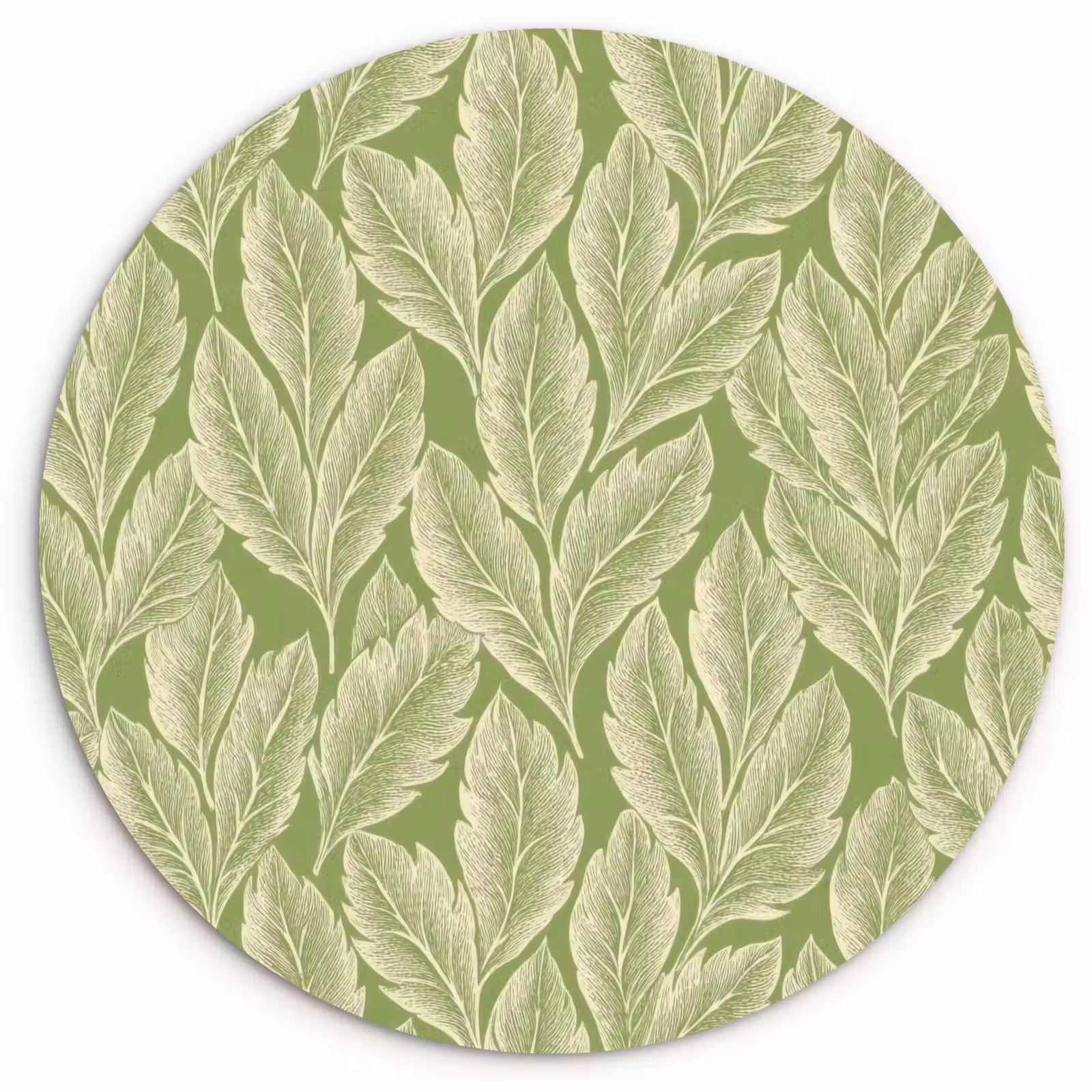 Forexbild Rund - Grün – Botanisch – Blätter – Vintage – Muster — 1