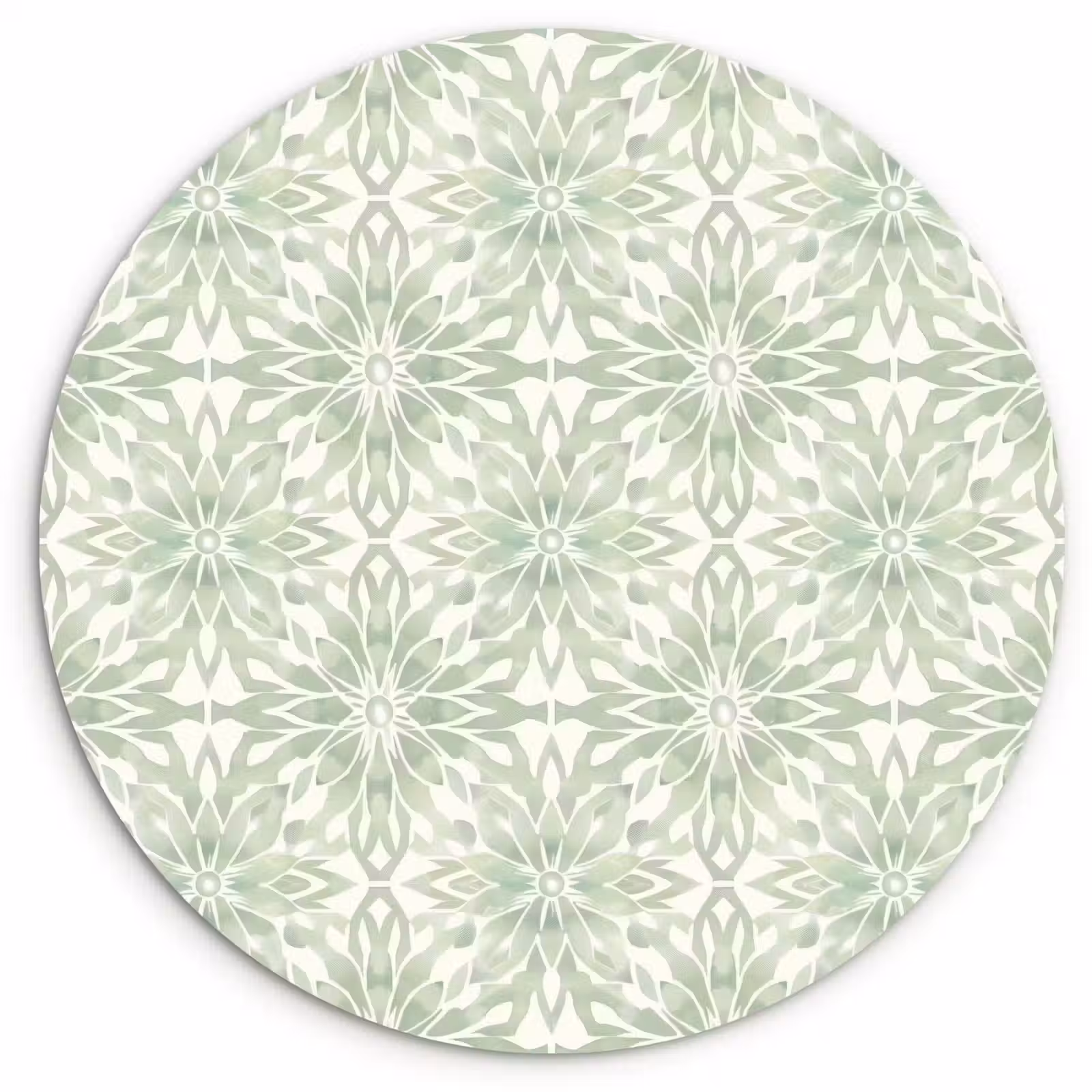 Forexbild Rund - Salbeigrün – Symmetrisch – Mandala – Ornament – Muster — 1
