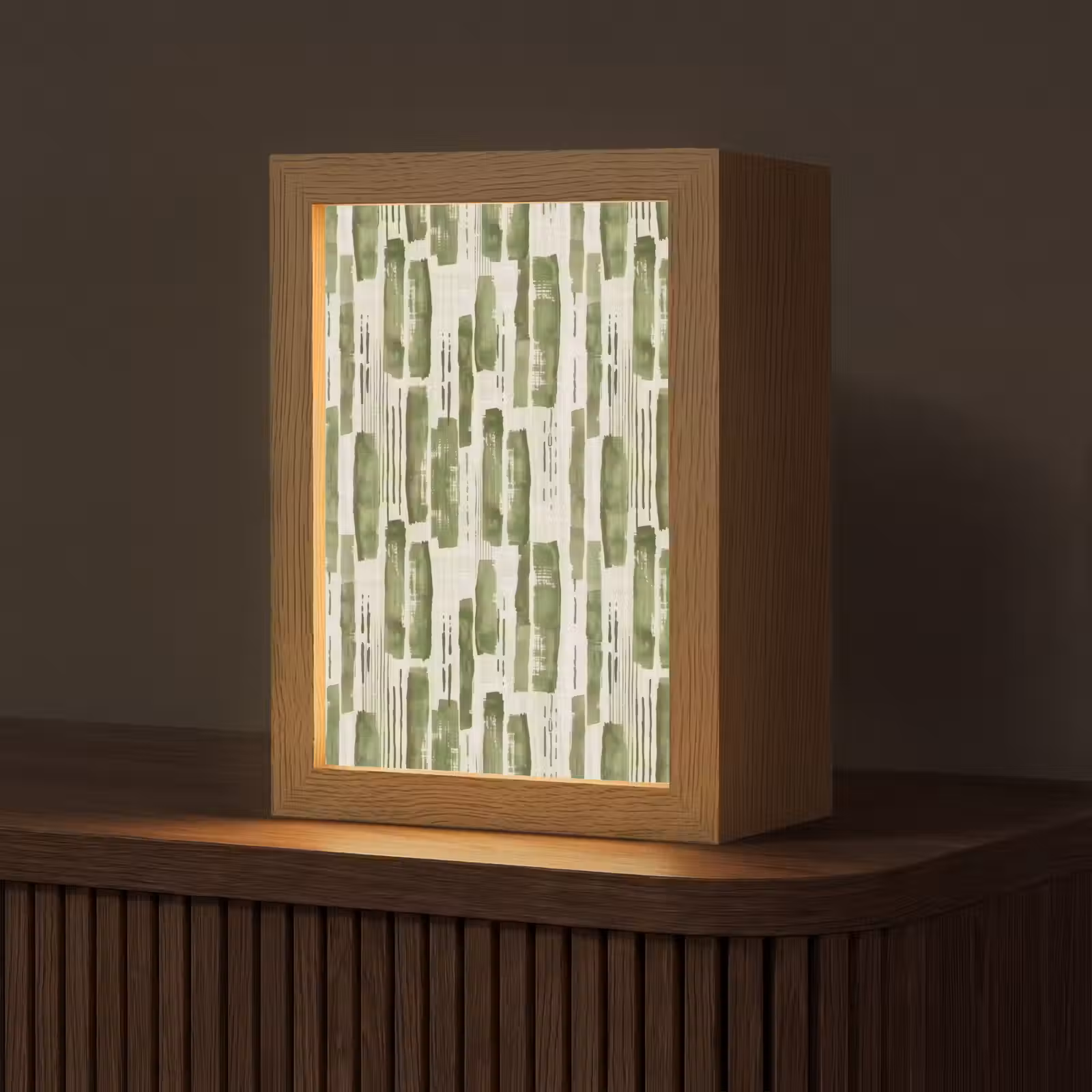 Personalisierte Lightbox - Grün – Abstrakt – Pinselstriche – Leinen – Muster — 1