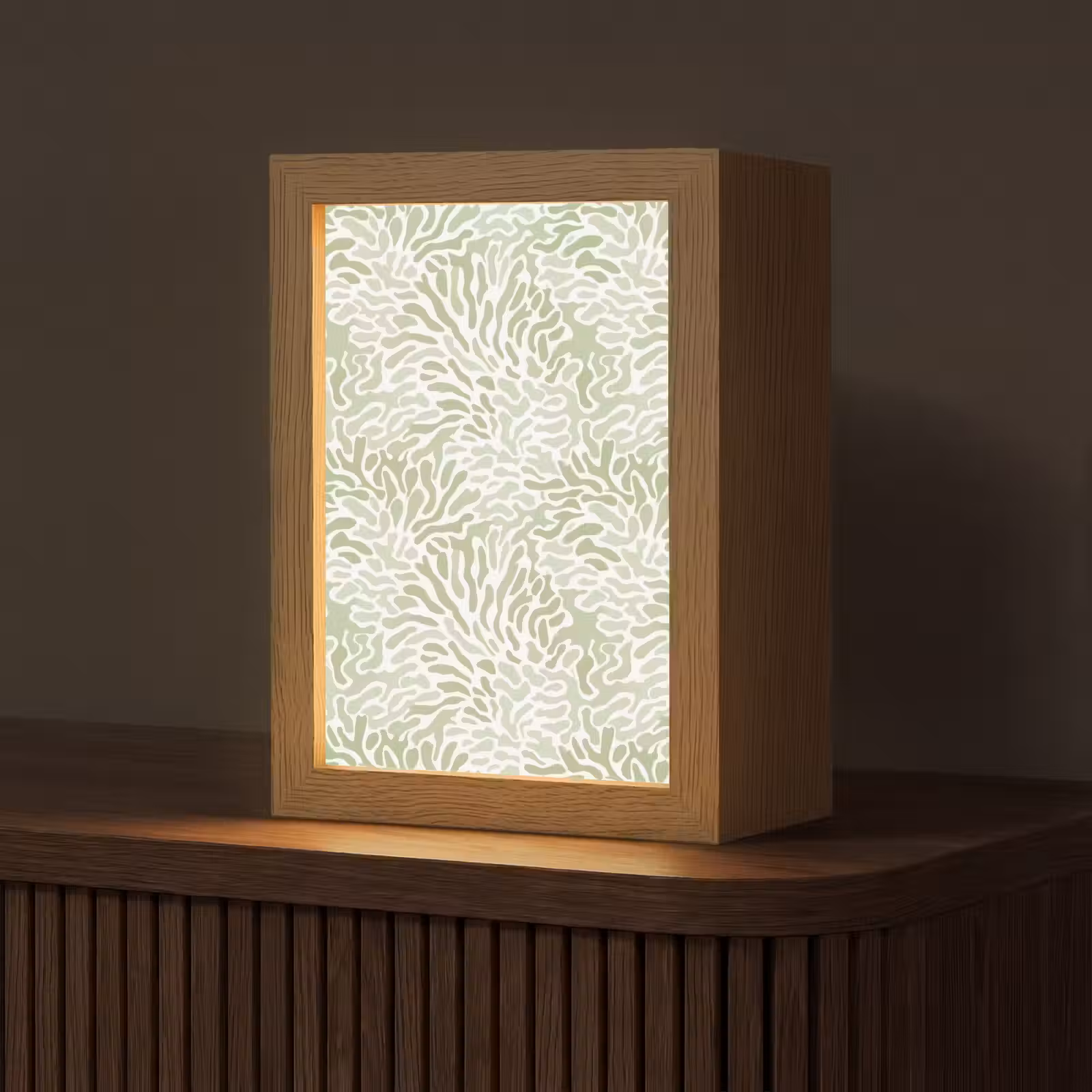 Personalisierte Lightbox - Salbeigrün – Abstrakt – Organisch – Korallenrot – Muster — 1