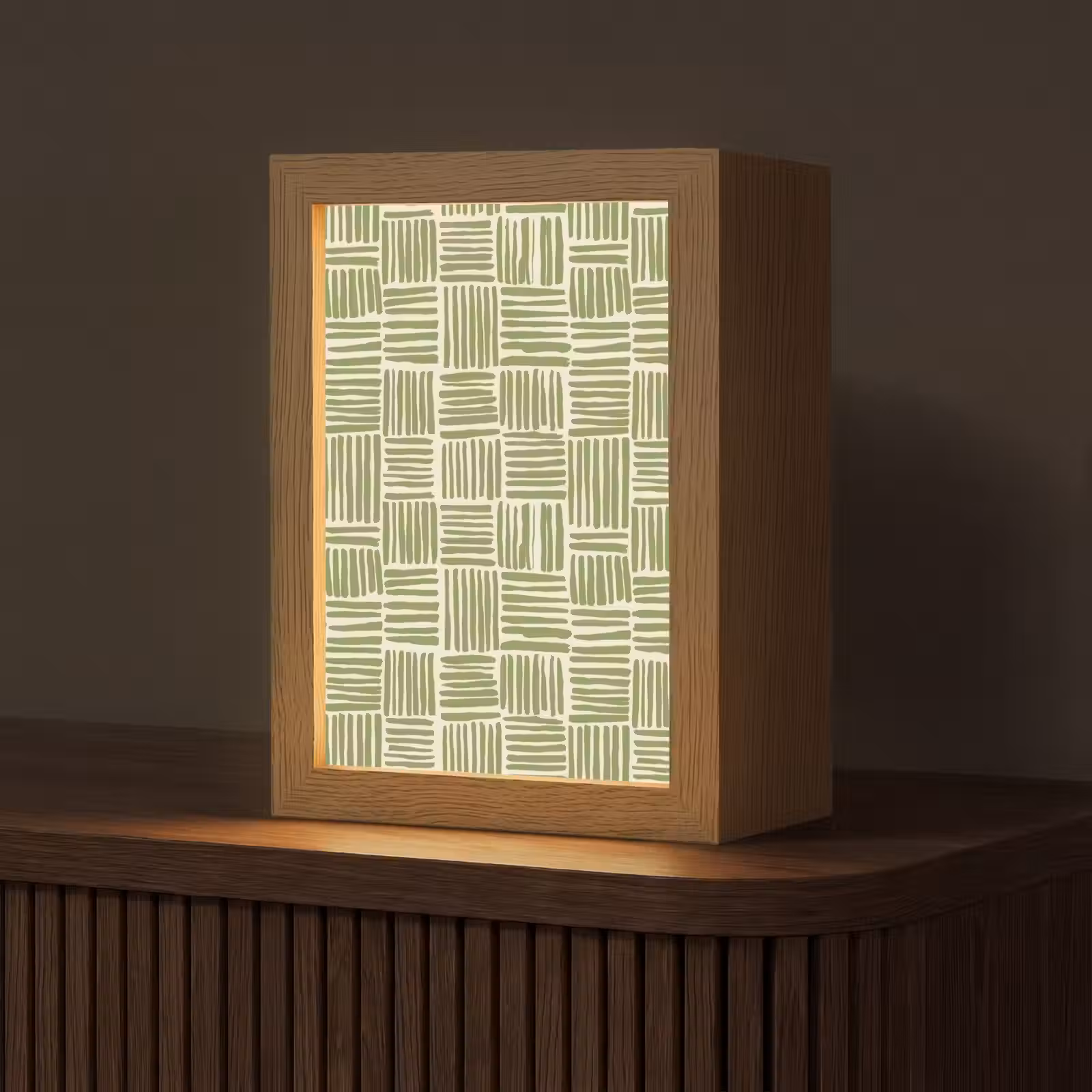 Personalisierte Lightbox - Salbeigrün – Blöcke – Handgezeichnet – Muster — 1