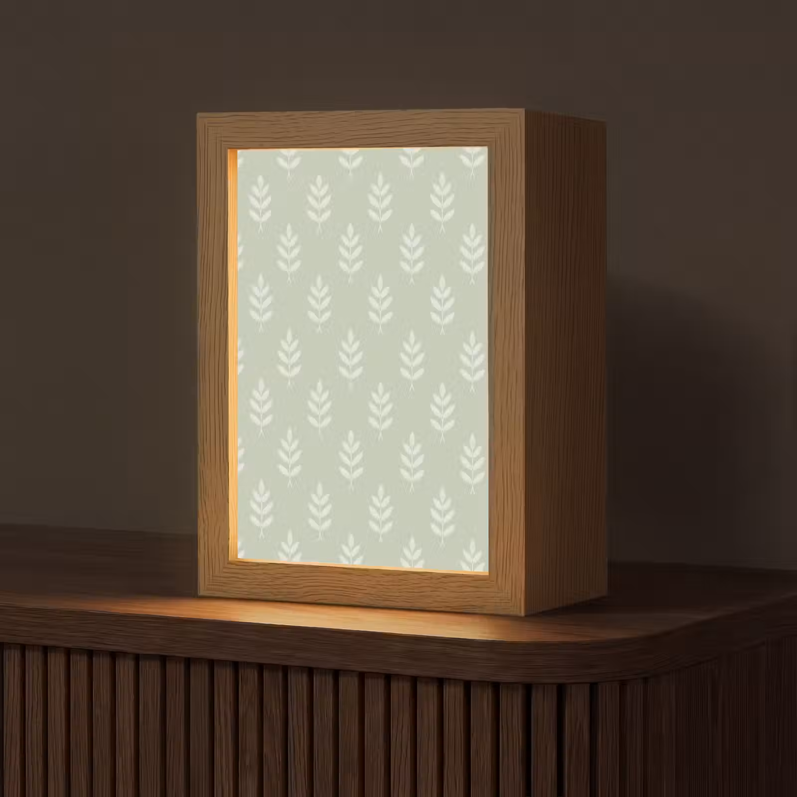 Personalisierte Lightbox - Salbeigrün – Botanisch – Zweige – Minimalistisch – Muster — 1