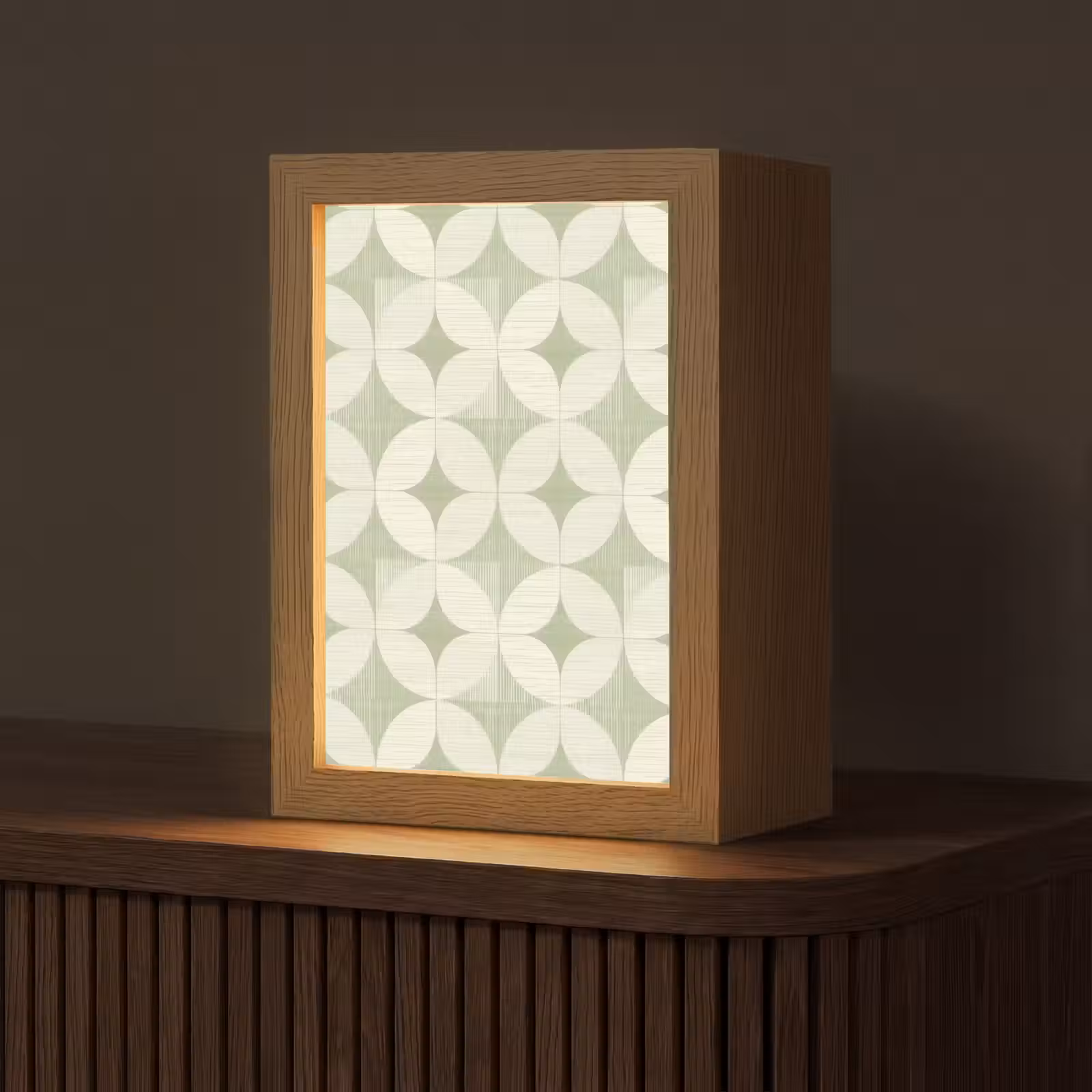 Personalisierte Lightbox - Salbeigrün – Geometrisch – Retro – Mid-Century – Muster — 1