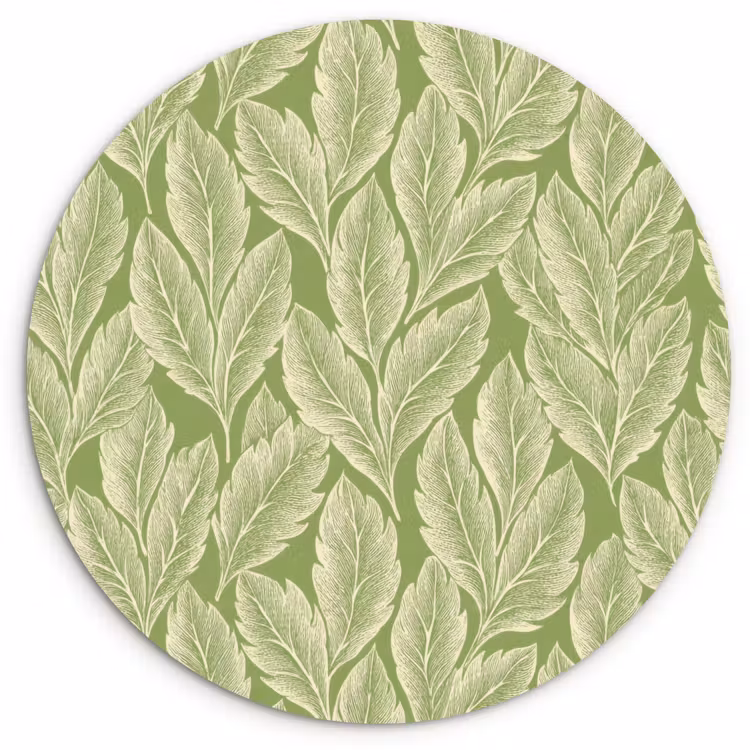 Forexbild Rund - Grün – Botanisch – Blätter – Vintage – Muster — 1