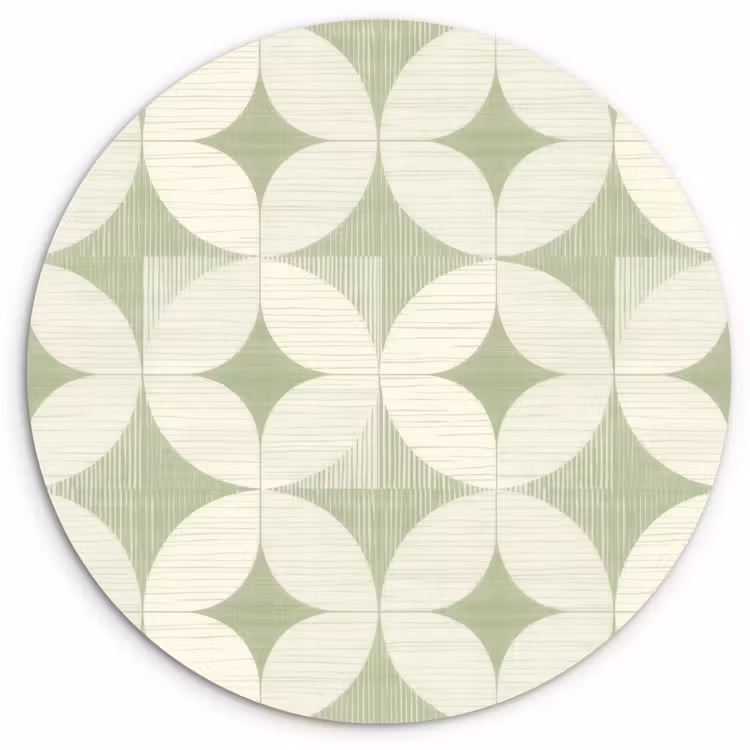Forexbild Rund - Salbeigrün – Geometrisch – Retro – Mid-Century – Muster — 1