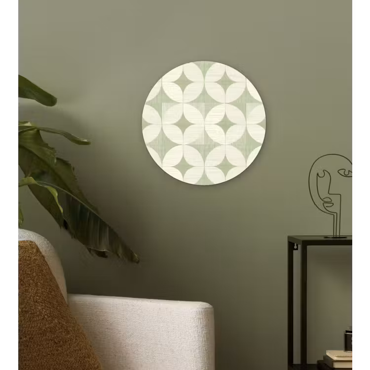 Forexbild Rund - Salbeigrün – Geometrisch – Retro – Mid-Century – Muster — 3