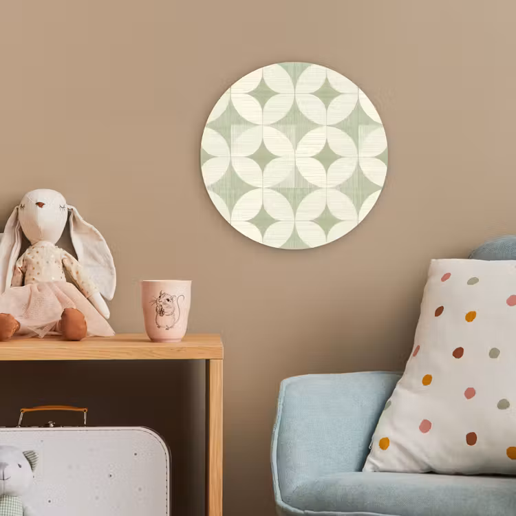 Forexbild Rund - Salbeigrün – Geometrisch – Retro – Mid-Century – Muster — 5