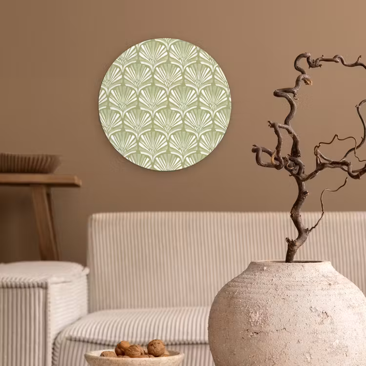 Forexbild Rund - Salbeigrün – Ginkgo Biloba – Fächer – Muster — 2