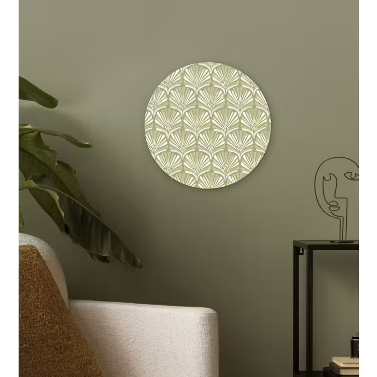 Forexbild Rund - Salbeigrün – Ginkgo Biloba – Fächer – Muster — 3