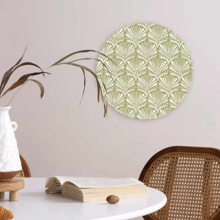 Forexbild Rund - Salbeigrün – Ginkgo Biloba – Fächer – Muster — 4