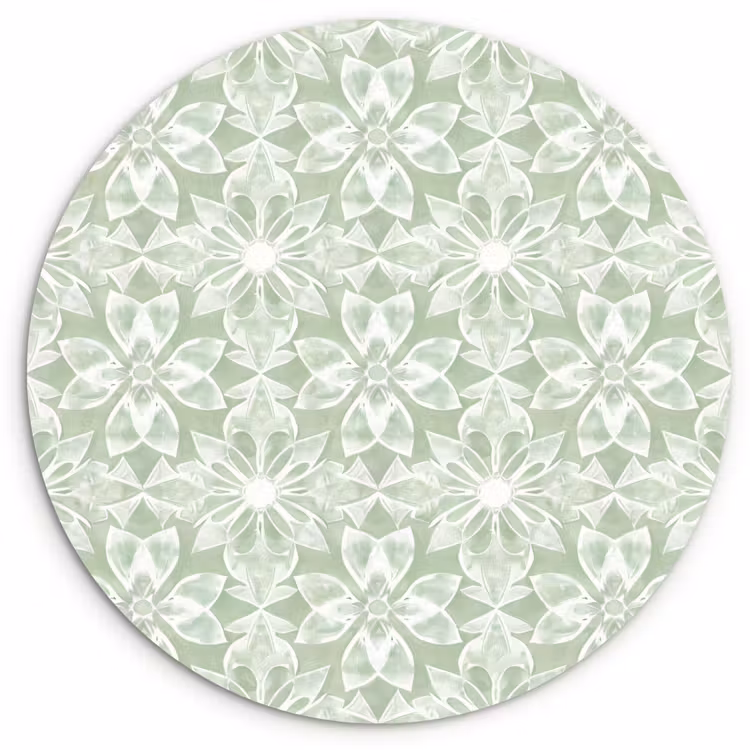 Forexbild Rund - Salbeigrün – Symmetrisch – Mandala – Ornament – Muster — 1