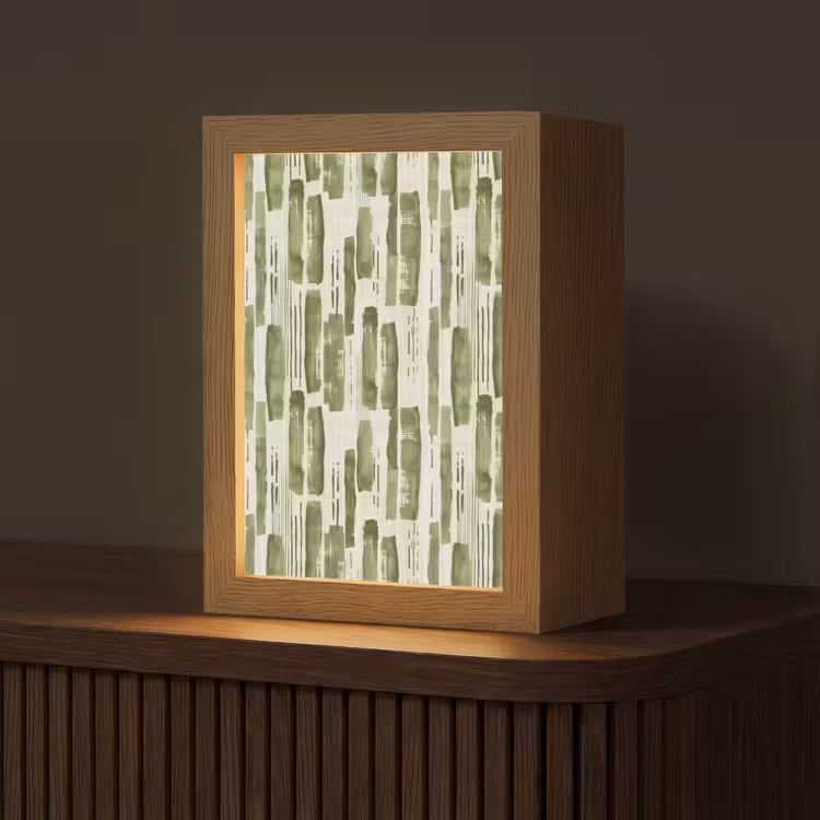 Personalisierte Lightbox - Grün – Abstrakt – Pinselstriche – Leinen – Muster — 1