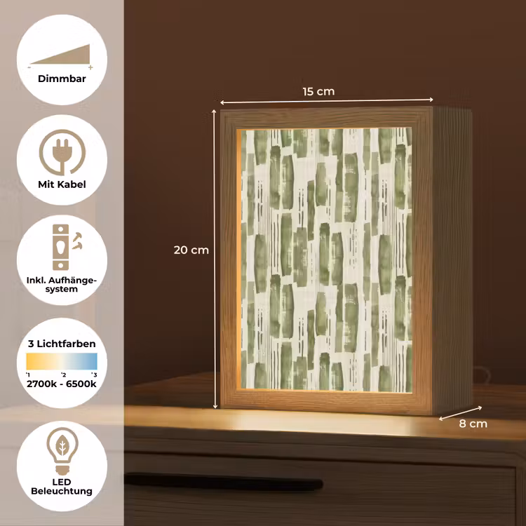 Personalisierte Lightbox - Grün – Abstrakt – Pinselstriche – Leinen – Muster — 6