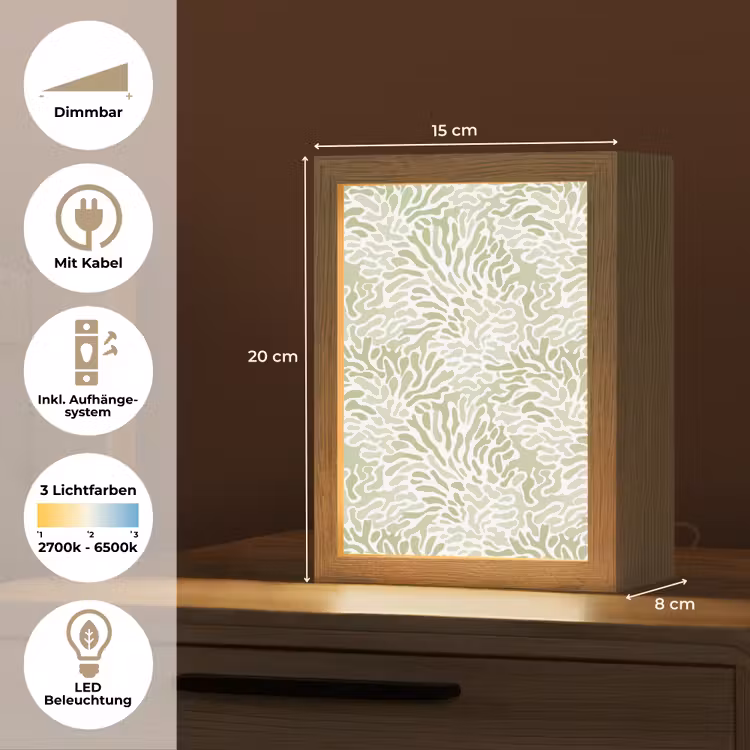 Personalisierte Lightbox - Salbeigrün – Abstrakt – Organisch – Korallenrot – Muster — 6