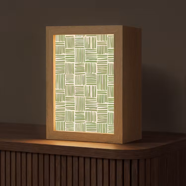 Personalisierte Lightbox - Salbeigrün – Blöcke – Handgezeichnet – Muster — 1