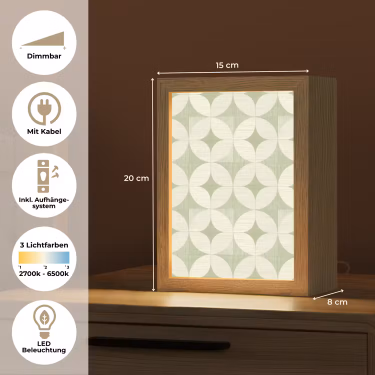 Personalisierte Lightbox - Salbeigrün – Geometrisch – Retro – Mid-Century – Muster — 6