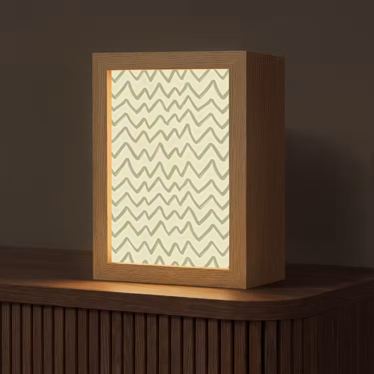 Personalisierte Lightbox - Salbeigrün – Zickzack – Handgezeichnet – Muster — 1