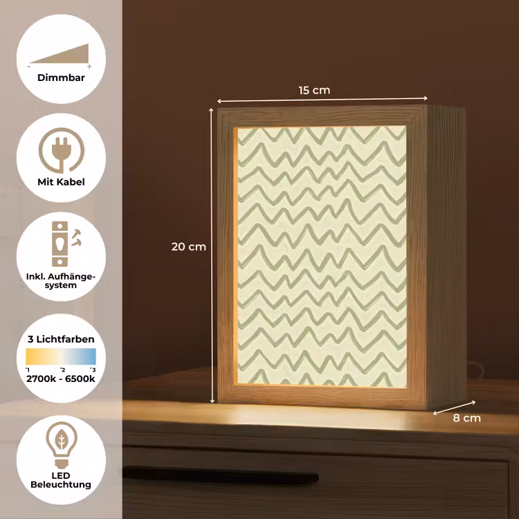 Personalisierte Lightbox - Salbeigrün – Zickzack – Handgezeichnet – Muster — 6