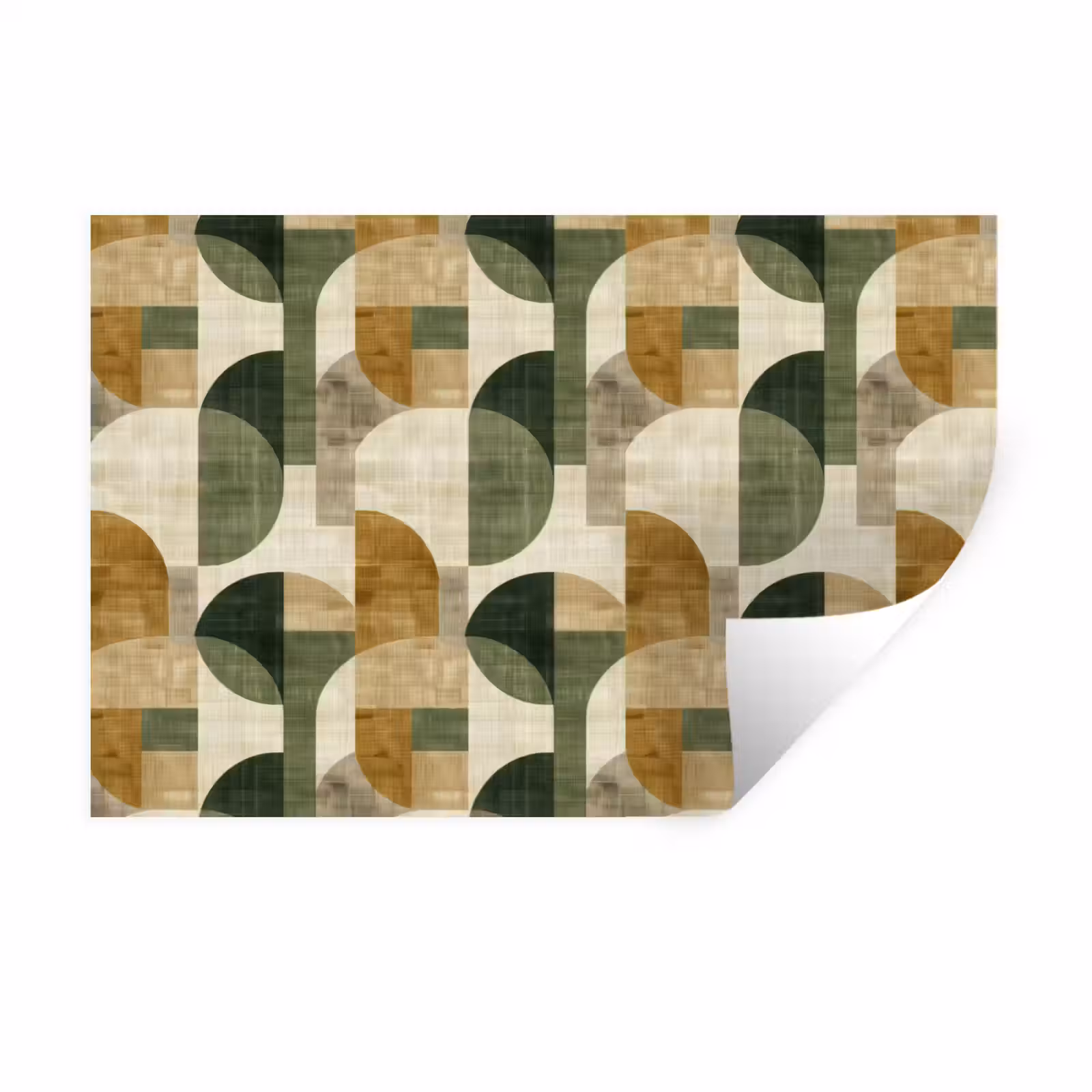 Wandtattoo – Olivgrün – Geometrisch – Abstrakt – Mid-Century – Leinen – Muster — 1