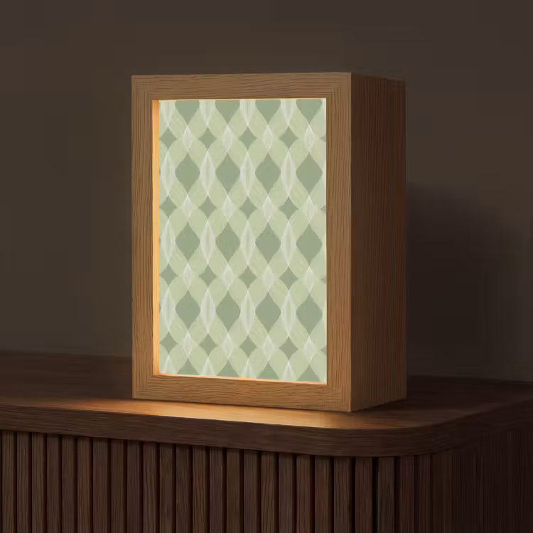 Personalisierte Lightbox - Salbeigrün – Geometrisch – Organisch – Gitterwerk – Muster — 1