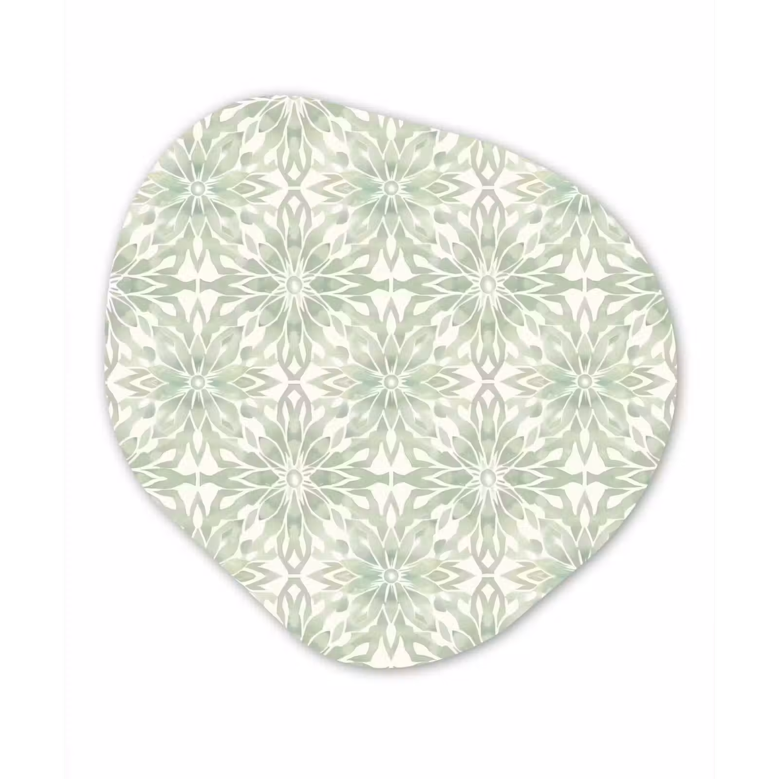 Alu-Dibond-Bild Organische Form - Salbeigrün – Symmetrisch – Mandala – Ornament – Muster — 1