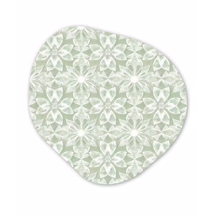 Alu-Dibond-Bild Organische Form - Salbeigrün – Symmetrisch – Mandala – Ornament – Muster — 1