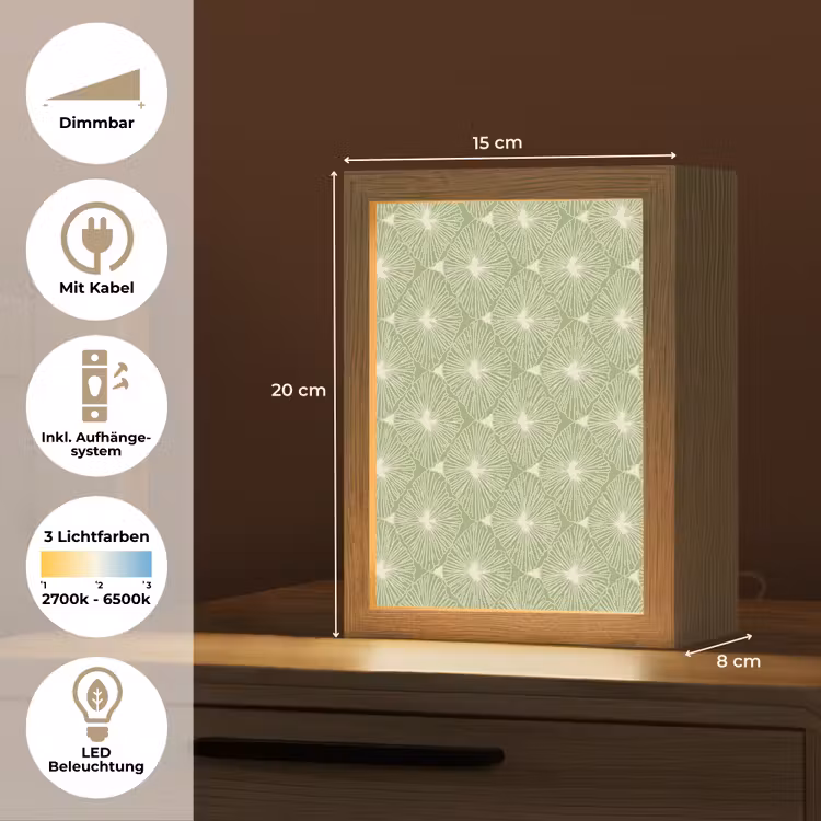 Personalisierte Lightbox - Salbeigrün – Botanisch – Rauten – Organisch – Muster — 6