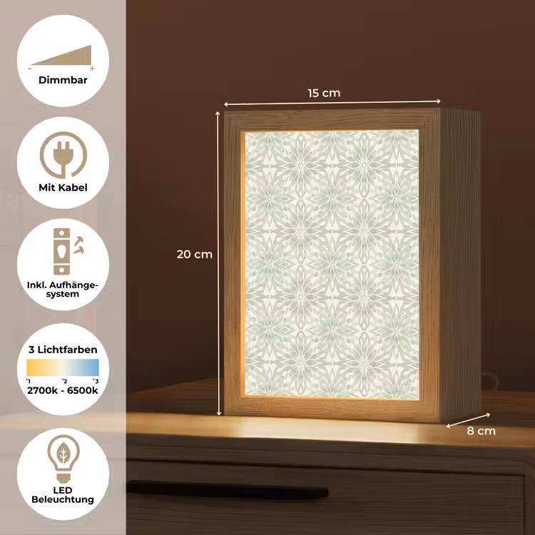 Personalisierte Lightbox - Salbeigrün – Symmetrisch – Mandala – Ornament – Muster — 6