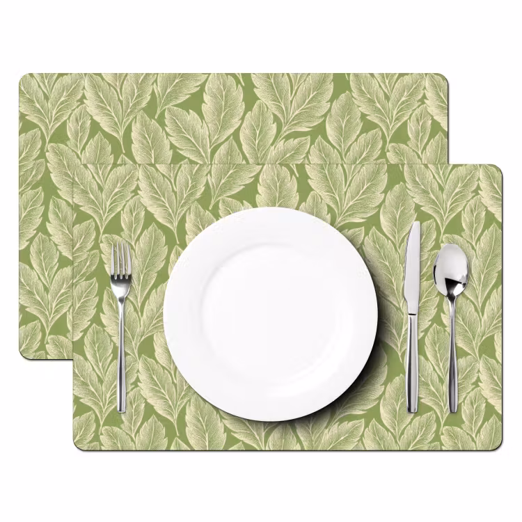 Tischset - 6 Stück - Grün – Botanisch – Blätter – Vintage – Muster — 2